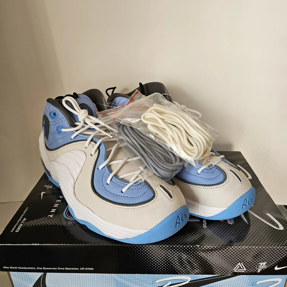 Nike‎ Air Penny 2 x Social Status White Blue Sneakers Size 9.5 BNIB DM9132-100